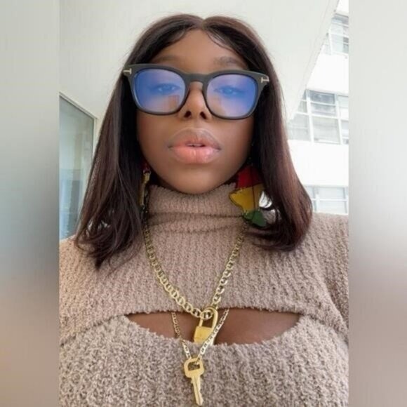 New Authentic Tom Ford Blue Light Block Square Unisex Eyeglasses FT5542-B 001 50 - Picture 10 of 12